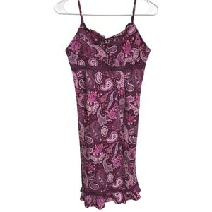 Vintage Y2K Limited Too Purple Paisley‎ Butterfly Slip Dress Youth XL (Adult XS)